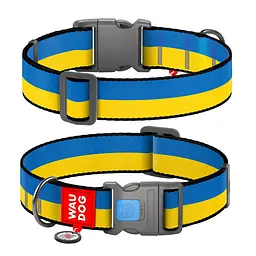 Нашийник для собак нейлоновий Waudog Nylon з QR-паспортом "Colors of freedom" пластиковий фастекс XXL Ш 35 мм Дов