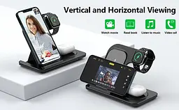 Зарядна станція 3 в 1 / Бездротовий зарядний пристрій 3 в 1 для смартфона / смарт-годин / навушників - мініатюра 3