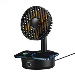 Вентилятор із бездротовою зарядкою Baseus HerXiaomit wireless charger with oscillating fan WXYZ-B01 Black - мініатюра 7