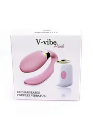 Вібратор для пар V-Vibe Pink, USB, 7 Function, Remote Control - мініатюра 10