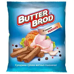 Сухарики BUTTERBROD 35г Бекон житні зі смаком бекону