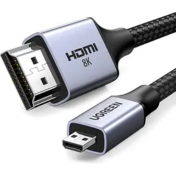 Видеокабель UGREEN HD164 Micro HDMI - HDMI 2.1 8K 60 Гц 1 м чёрный (15516)