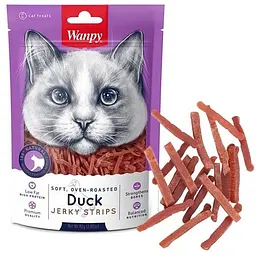 Wanpy Soft Duck Jerky Strips філе качки в'ялене смужки ласощі для котів 0.08кг