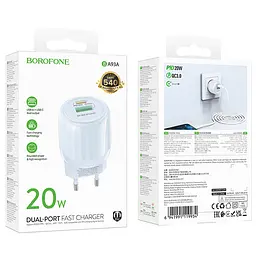 МЗП Borofone BA93A Lustrous PD20W+QC3.0 (1USB-A/1C) Blue - мініатюра 4