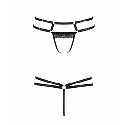 Трусики-стрінги зі стреп із мереживом Lorry Thong black - Passion Exclusive 2XL/3XL - мініатюра 5