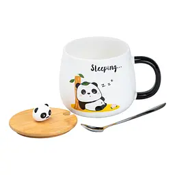 Чашка керамічна Happy Life Panda з кришкою та ложкою sleeping 450 мл HP7203T - мініатюра 2