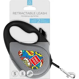 Повідець-рулетка для собак Waudog R-leash Вау, світловідбиваючий, S, до 15 кг, 5 м, чорний - мініатюра 3