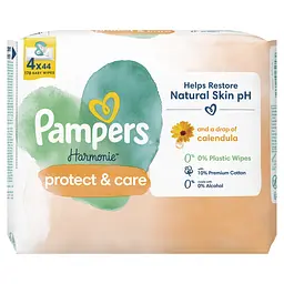 Набір дитячі вологі серветки Pampers Harmonie Calendula 176 шт. (4 уп. по 44 шт.) - мініатюра 2