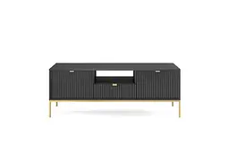 Тумба під телевізор Perfect Home Нова / Nova 2-дверна з 1 шухлядою і золотими ніжками RTV154 Чорний (PFH-091221)