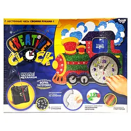 Набір для творчості Creative clock: Потяг Danko Toys СС-01-02 гліттер, годинниковий механізм