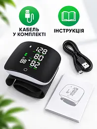 Тонометр на зап'ястя автоматичний з голосовим супроводом, вимірювання тиску та пульсу, USB, чорний (49676413) - мініатюра 7