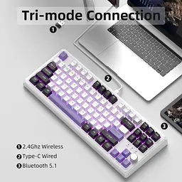 Клавіатура MageGee SKY 87 RGB Wireless Ivory White Switch Ice Purple (6971969728486-UA) [164308] - мініатюра 8