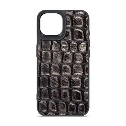 Кожаный чехол для Apple iPhone 15, Harder Kaiju Skin, черный, термополиуретан ТПУ + экокожа с эффектом текстуры монстра, панель, защита корпуса, противоударный, микрофибра, рамка вокруг камеры, защита всего корпуса, (ARM76833)