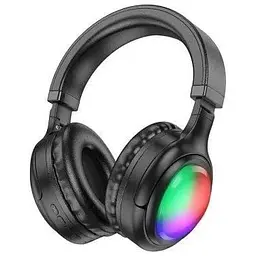 Накладні бездротові навушники Hoco W48 Focus BT гарнітура з підсвічуванням RGB чорні - мініатюра 4