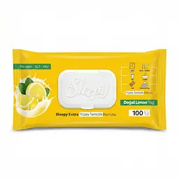 Серветки для побутового прибирання Sleepy з ароматом лімона (100 шт в уп) (8682241216956)