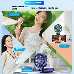 Портативний міні вентилятор Mini fan AND892 з підставкою для телефону та дисплеєм - мініатюра 5