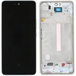 Дисплей Samsung A536 Galaxy A53 5G чорний, OLED, з рамкою сріблястого кольору, White