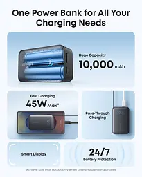 Портативний зарядний пристрій Nano - 10000 mAh 45W Built-In USB-C Cable Black Anker teh0027048 - мініатюра 7