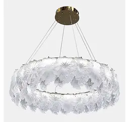 Велика золота LED люстра-квітка Artlight 7066-800GD з рельєфним скляним листям діаметром 78 см - мініатюра 5