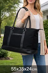 Коттонова дорожня сумка 40L Weekender чорна 55х35х24 см LS sum0028898 - мініатюра 2