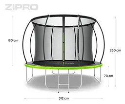 Батут із внутрішньою сіткою Zipro Jump Pro Premium 10 футів 312 см чорно-зелений (5907783039447) - мініатюра 6