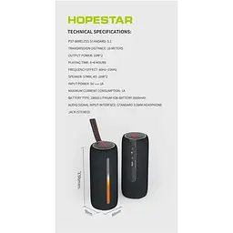 Бездротова портативна акустика - Bluetooth колонка Hopestar P37 чорна - мініатюра 5
