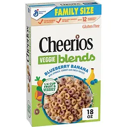 Сухий сніданок Cheerios Veggie Blends Family Size зі смаком чорниці та банана 510г (BBD 06.09.2025)