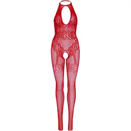 Бодістокінг Leg Avenue RhinestOne Lace and Net Bodystocking Red One Size - мініатюра 4
