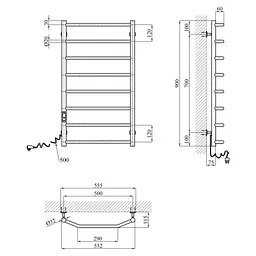Сушарка для рушників електрична Kroner KRP Diva EL900x500-8 (CV036326) - мініатюра 6