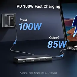 Концентратор Ugreen USB-C to 2xUSB 3.2 + 2xUSB-C 3.2 + 2xHDMI + DP 4K60Hz + PD 100W CM639 gray (35625) - мініатюра 3