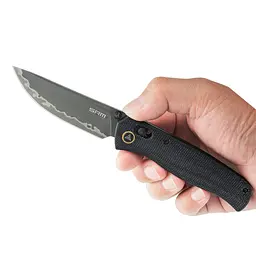 Ніж складаний туристичний SRM Medal 255L-MB3 (8.2 см) 140Cr / Micarta чорний - миниатюра 9
