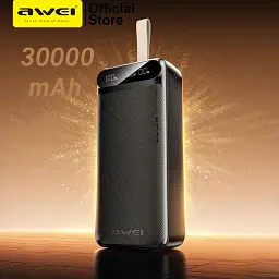 Power Bank Awei PA-12 30000mAh PD 22.5W LED Black UA - мініатюра 2