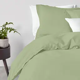 Комплект постільної білизни Cosas євро з простирадлом на резинці OLIVE CS6 200 x 220 см (Ranfors_Olive_El160-White_200) - мініатюра 2