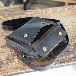 Чоловіча шкіряна сумка крос боді GS 19*25*5 см коричнева (БГ 001 кор) 250 - мініатюра 6
