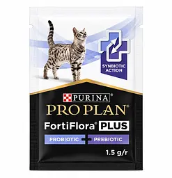Пробіотик з пребіотиком для котів і кошенят Purina Pro Plan FortiFlora Plus для підтримки мікрофлори кишківника, 1,5 г, 1 саше