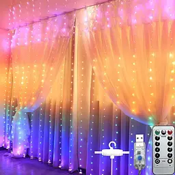 Гірлянда штора LED Star крапля роси Веселка 3х3 м з пультом