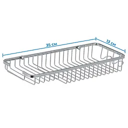 Поличка-решітка з мильницею і 2 гачками ZERIX LR338 (LL1456) - мініатюра 2