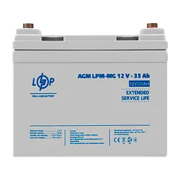 Акумулятор мультигелевий LPM-MG 12 V - 33 Ah + праворуч