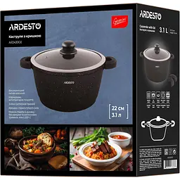 Каструля Ardesto Gemini Anzio зі скляною кришкою чорна 3.1 л (AR2430GE) - мініатюра 12