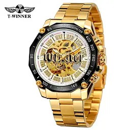 Чоловічий наручний годинник 8186 Gold-White Steel Forsining acs0031365