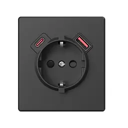 Розетка одинарна із заземленням USB-Aта C 20W вугільно-чорна Videx Nota (VF-NT-SK1GUC-BL)  - мініатюра 2