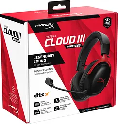 Гарнітура HyperX ігрова Cloud III WL/USB-A/USB-C чорно-червоний (77Z46AA) - мініатюра 9
