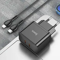 МЗП Hoco N29 PD35W (2USB-C) + кабель Type-C to Lightning Black - мініатюра 4