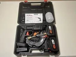 Аккумуляторная мойка высокого давления Cleaning Gun 48V 1000W Черная универсальная портативная беспроводная автомойка ручной пистолет для мойки авто сада окон фасада кондиционеров комплект с кейсом фильтром аккумулятором шлангом насадками распылителями - миниатюра 7