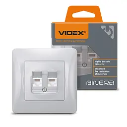 Розетка CAT6+CAT6 комп'ютерна подвійна срібний шовк VIDEX BINERA VIDEX (26118-000)