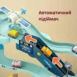 Дитячий Авто трек космічна станція автоматичний авто паркінг, машинки ,ракети , світло , музика з підіймачем - мініатюра 8