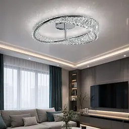 Вишукана стельова LED-люстра з кришталем Diasha 562/500CH хром, 55Вт, 50 см, до 15m² - мініатюра 5