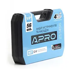 Набір насадок і інструментів Apro CrV 1/2" 90Т 56 шт. 30412 - мініатюра 4