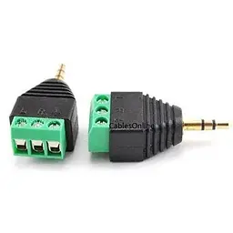 CablesOnline 3,5 мм (1/8 дюйма) Стерео штекер до AV 3-гвинтовий клемний блок Balum Connector 3,5 мм 1 шт Чорний дріт З'єднувач