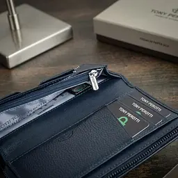 Вертикальне портмоне Tony Perotti Newcontatto 3598 navy (90647) Темно-синє - мініатюра 4